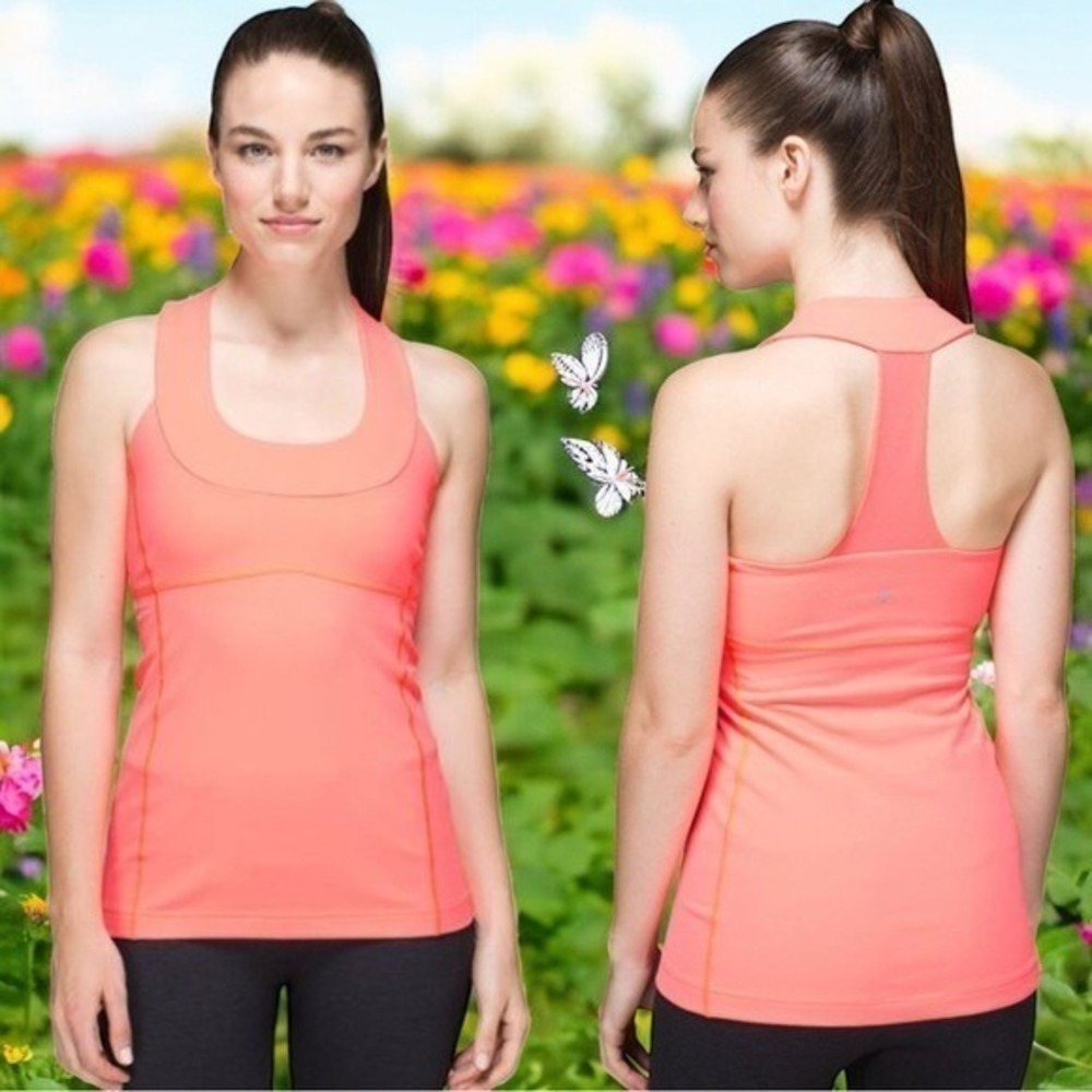 Lululemon Scoop Neck Tank in Color Luon (Coral) Athletic Outdoors‎ Women's XS